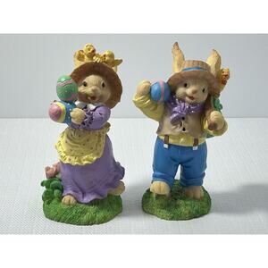 Mr. & Mrs. Easter Bunny Holiday Handcrafted Collectibles Spring 6” Figurines Box